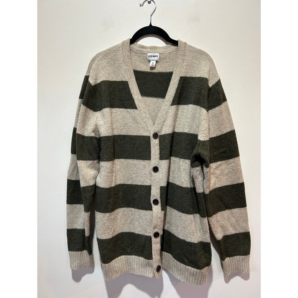 Old Navy tan green grandpa cardigan mens XXL wool blend v neck